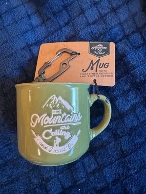 New With Tags Adventure Coffee Mug With Carabiner Key Ring Bottle Opener Gift